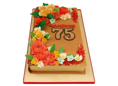 Slavnostní knižní dort s květinami