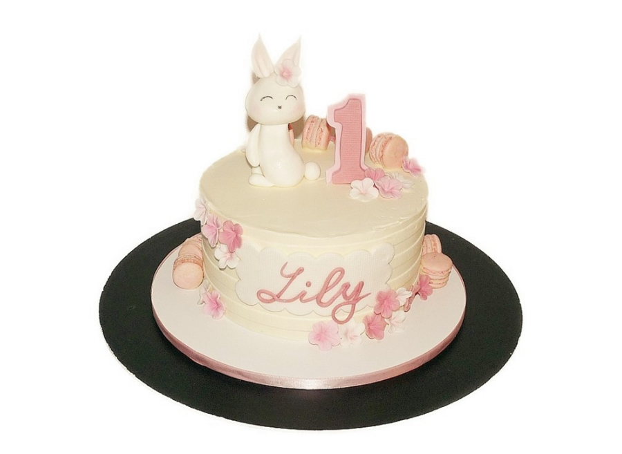 Dětský dort s králíčkem a makronkami