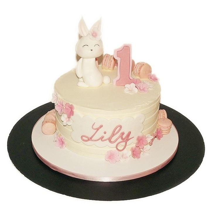 Dětský dort s králíčkem a makronkami