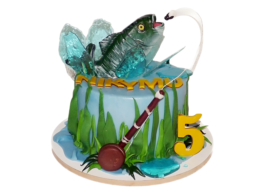 Tématický dort rybaření - pstruh