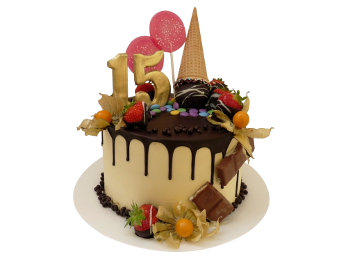 Slavnostní dort s čokoládou a ovocem