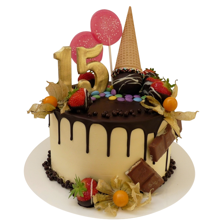 Slavnostní dort s čokoládou a ovocem