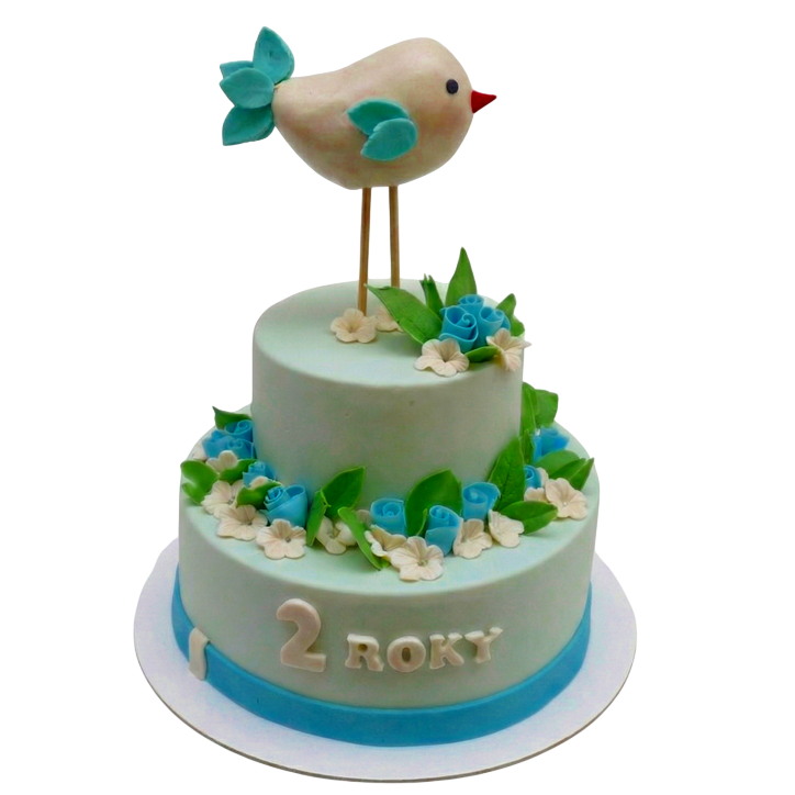 Dětský dort s ptáčkem