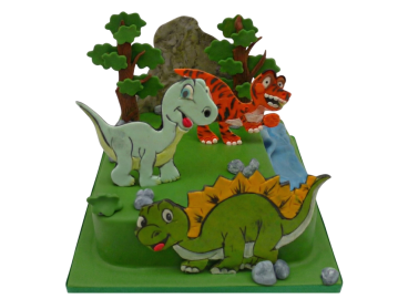 Dětský dort s dinosaury - hranatý