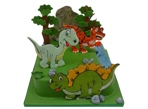 Dětský dort s dinosaury - hranatý