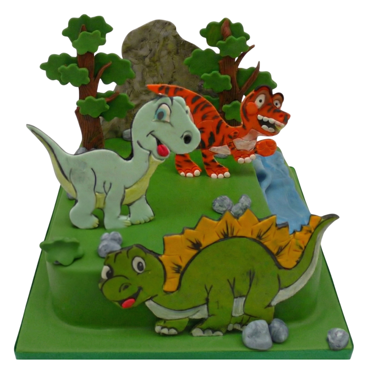 Dětský dort s dinosaury - hranatý