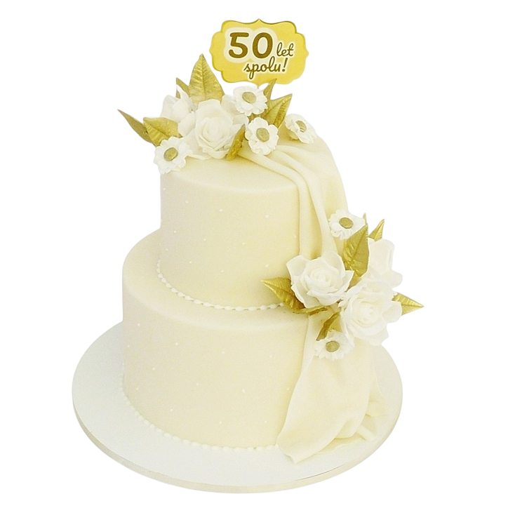 Slavnostní dort s bílými růžemi
