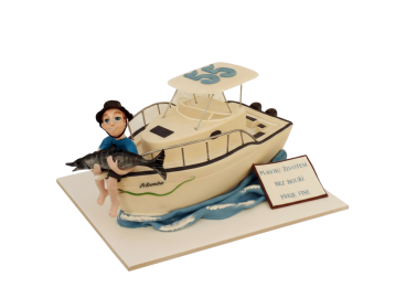 Modelovaný dort rybář na lodi