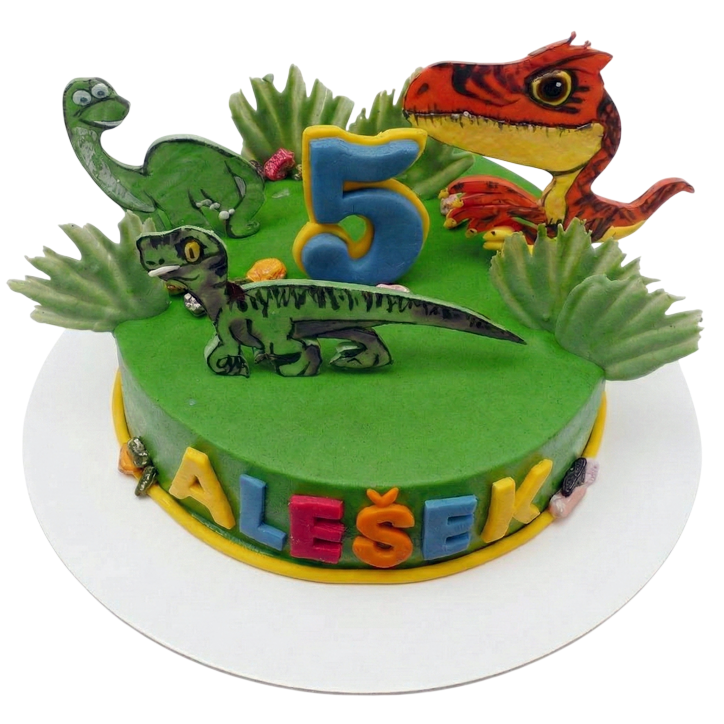 Dětský dort s dinosaury - kulatý