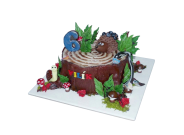 Dětský dort pařez se zvířátky