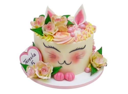 Dětský dort kočička s růžemi