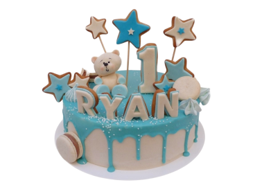 Dětský dort s medvídkem a hvězdami