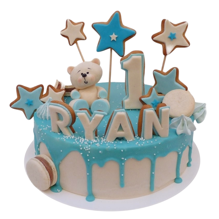 Dětský dort s medvídkem a hvězdami