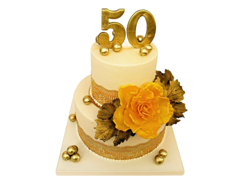 Slavnostní dort se zlatou růží