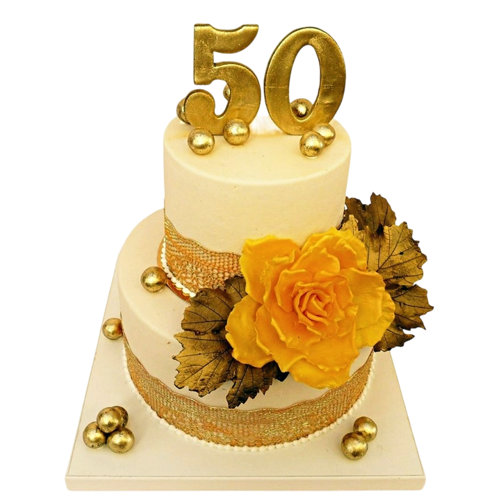 Slavnostní dort se zlatou růží