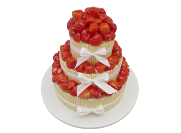 Svatební dort s čokoládovými tyčinkami a jahodami