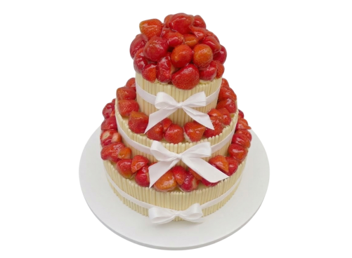 Svatební dort s čokoládovými tyčinkami a jahodami