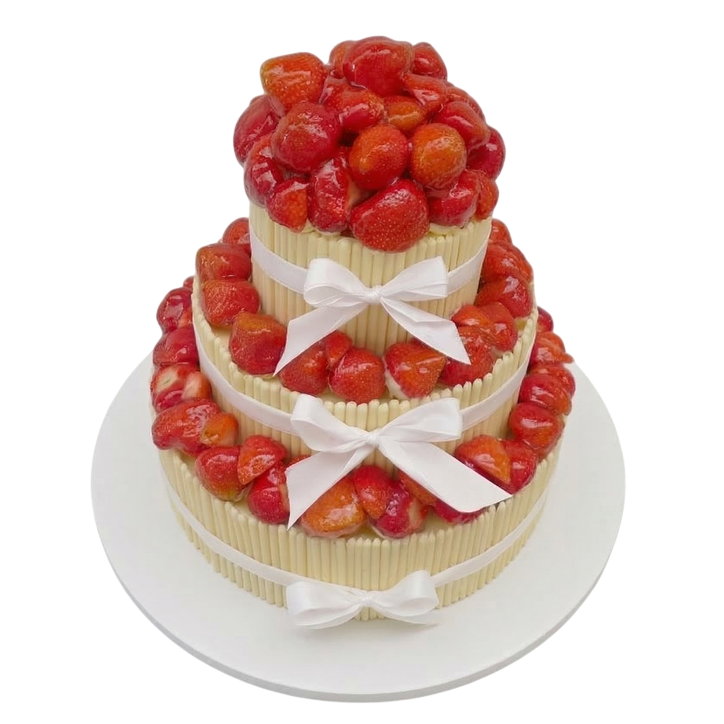 Svatební dort s čokoládovými tyčinkami a jahodami