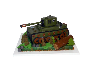 Modelovaný dort tank Tiger v lese