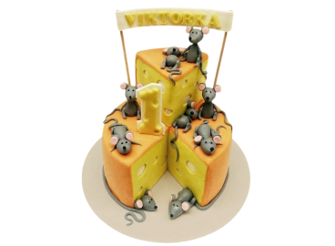 Modelovaný dort myšky v sýru