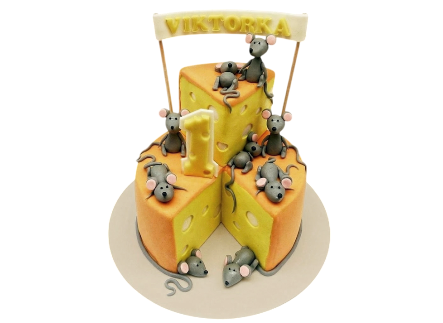 Modelovaný dort myšky v sýru