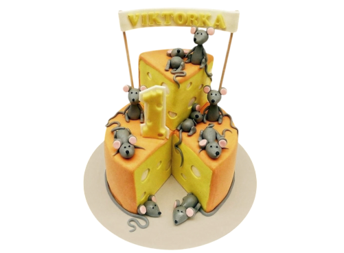 Modelovaný dort myšky v sýru