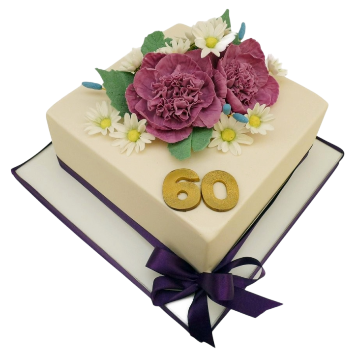 Slavnostní dort s pivoňkami a kopretinami