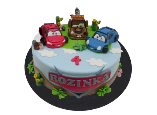 Dětský dort Auta - s mráčky