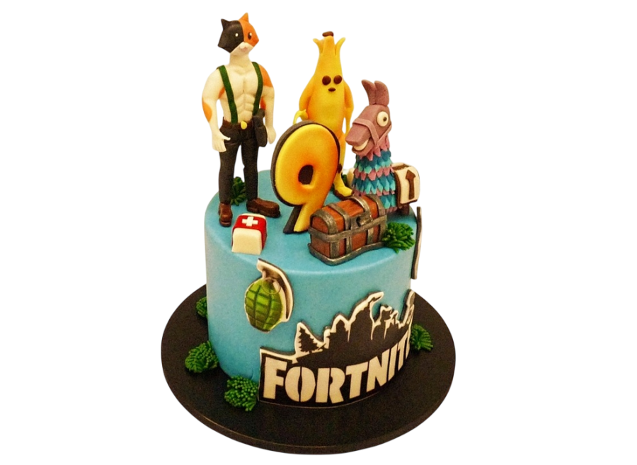 Dětský dort Fortnite - Meowscles, Peely a Lama