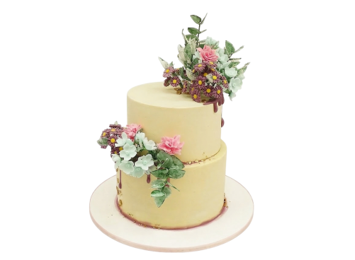 Slavnostní dort se sasankami a eukalyptem