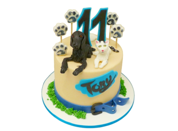 Tématický dort se psem a kočkou