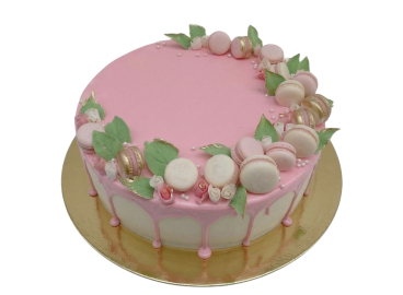 Slavnostní dort s macronkami a růžičkami