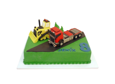 Tématický dort tahač a buldozer