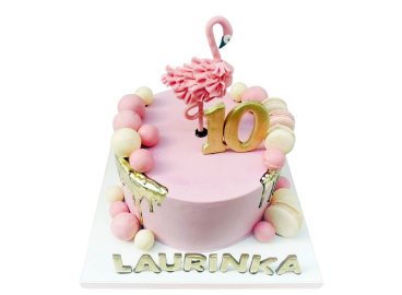 Tématický dort plameňák s makronkami