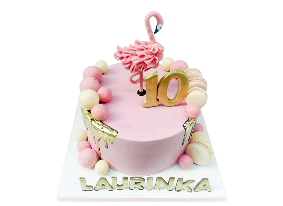 Tématický dort plameňák s makronkami