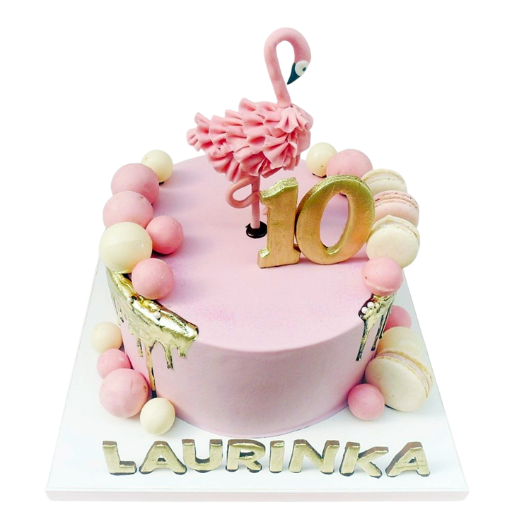 Tématický dort plameňák s makronkami