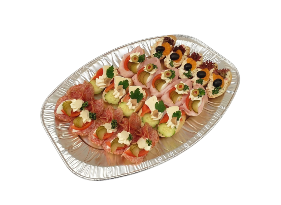 Obložené mini chlebíčky 20 ks - šunka, salám, krab, hermelín