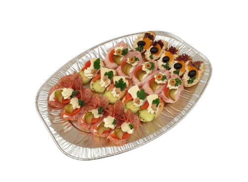 Obložené mini chlebíčky 20 ks - šunka, salám, krab, hermelín