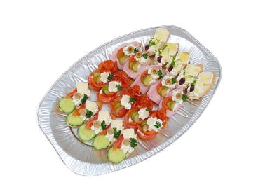 Obložené mini chlebíčky 20 ks - šunka, paprika, hermelín, brie