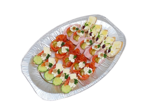 Obložené mini chlebíčky 20 ks - šunka, paprika, hermelín, brie