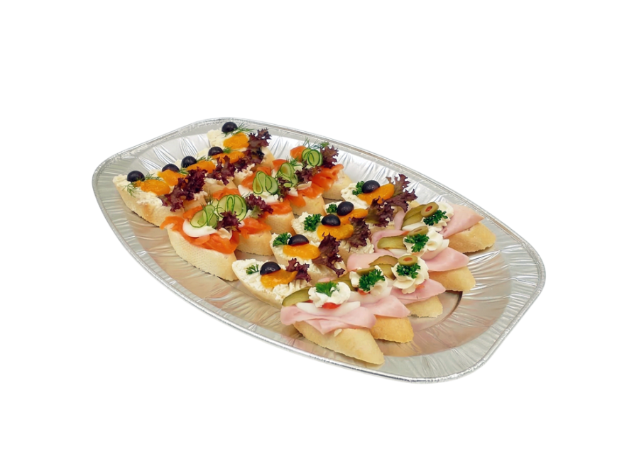 Obložené mini chlebíčky 20 ks - šunka, krab, křen, losos