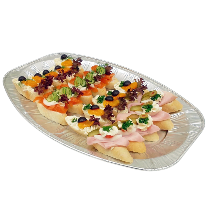 Obložené mini chlebíčky 20 ks - šunka, krab, křen, losos