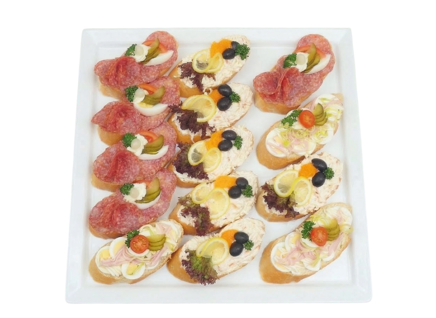 Obložené chlebíčky 15 ks - salám, krab, vejce