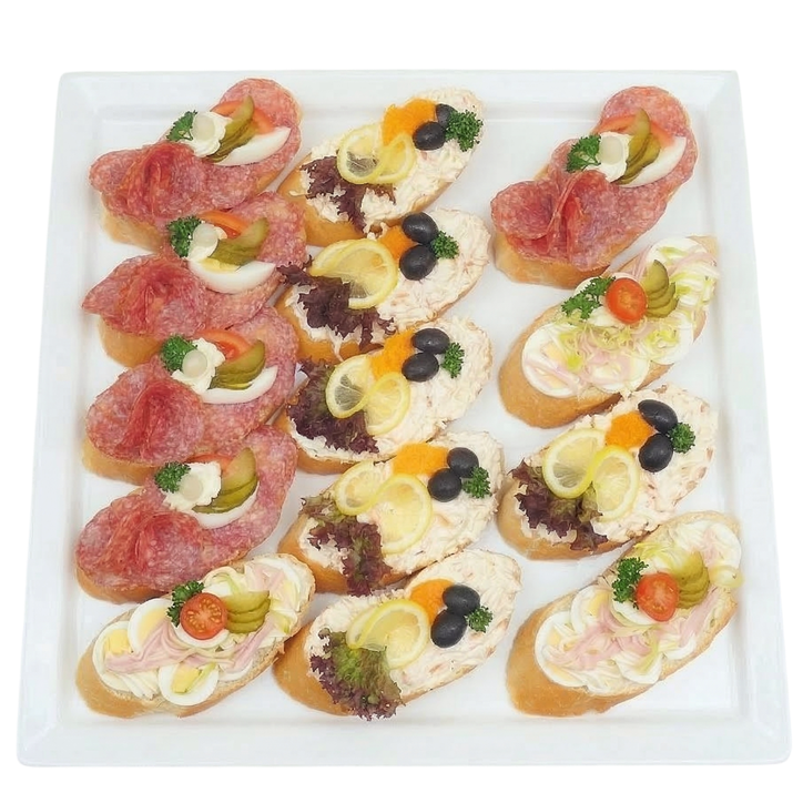 Obložené chlebíčky 15 ks - salám, krab, vejce
