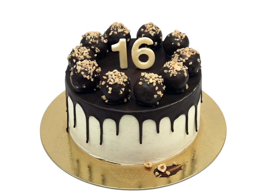 Ořechový dort se stékající čokoládou