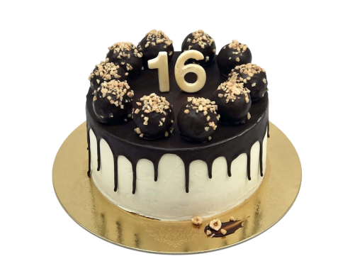 Ořechový dort se stékající čokoládou