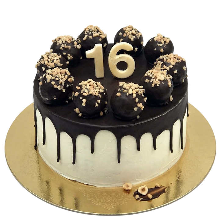 Ořechový dort se stékající čokoládou