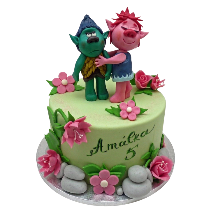 Dětský dort Trollové – Poppy a Větvík