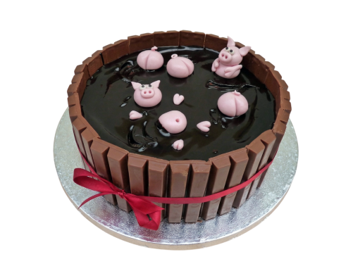 Tématický dort prasátka v bahně