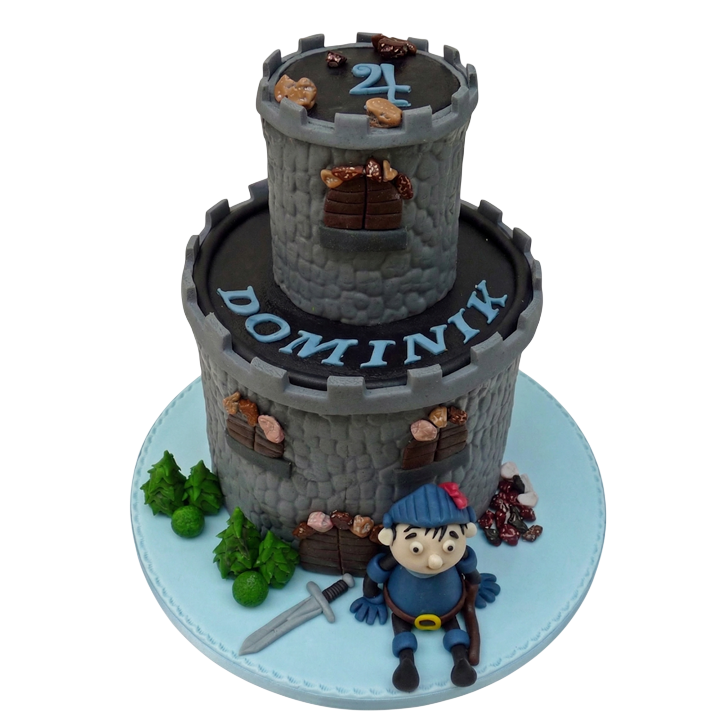 Dětský dort hradní věž s rytířem